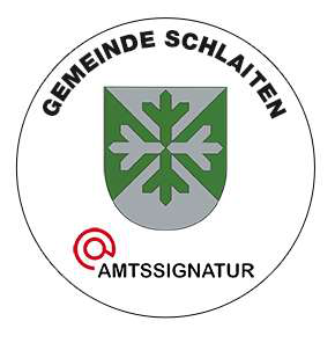 Bildmarke für Amtssignatur mit Gemeindename und Wappen